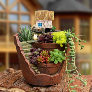 Tiny Cottage Flowerpot Micro Landscape Succulent Planter