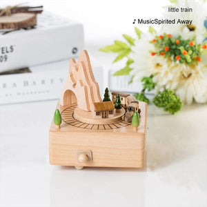 Mini Wooden Train Carousel Music Boxes