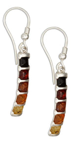 Warming Colour Squares Baltic Amber Sterling Silver Earrings