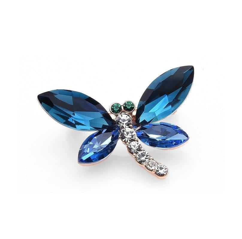 Little Blue Dragonfly Crystal Brooch