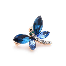 Load image into Gallery viewer, Little Blue Dragonfly Crystal Brooch