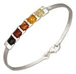 Load image into Gallery viewer, Warming Colour Squares Baltic Amber Sterling Silver Bangle Bracelet