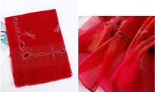 Load image into Gallery viewer, Dragonfly Embroidered Sheer Silk Wool Scarves