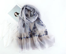 Load image into Gallery viewer, Dragonfly Embroidered Sheer Silk Wool Scarves