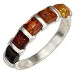 Load image into Gallery viewer, Warming Colour Squares Baltic Amber Sterling Silver Ring