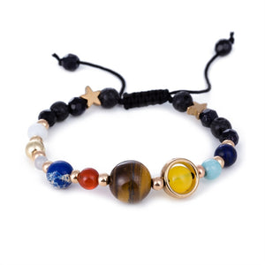 Beaded Nine Planets Galaxy Stone Bracelet