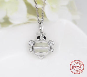 Queen Bee Glow in the Dark Pendant Necklace Sterling Silver