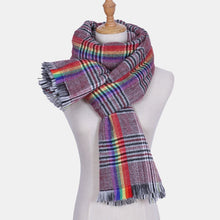 Load image into Gallery viewer, Rainbow Stripe Plaid Cashmere Winter Scarf/Shawl
