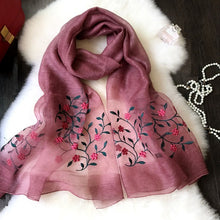 Load image into Gallery viewer, Sheer Floral Embroidered Silk/Wool Scarves/Wraps
