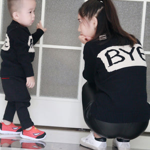 HELLO/BYE Fun Mother & Child Cotton Sweaters