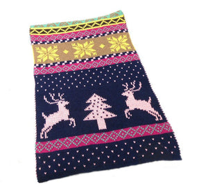 Nordic Winter Deer Cashmere Reverse Knit Scarves