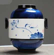 Load image into Gallery viewer, Celadon Blue Porcelain Tea Tureen Travel Sets Two Cup