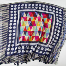 Load image into Gallery viewer, Modern Geometric/Paisley Rainbow Blue Polka Dots Voile Wrap Scarf