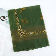 Load image into Gallery viewer, Dragonfly Embroidered Sheer Silk Wool Scarves