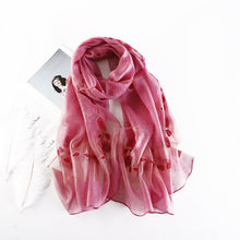 Load image into Gallery viewer, Dragonfly Embroidered Sheer Silk Wool Scarves