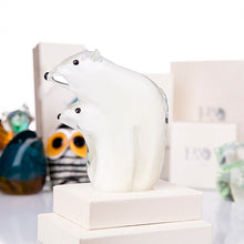 Load image into Gallery viewer, Polar Bear Mama &amp; Child Glass Figurine