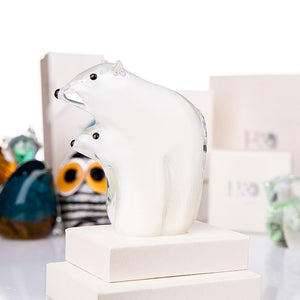 Polar Bear Mama & Child Glass Figurine
