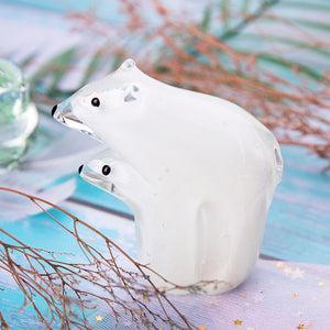 Polar Bear Mama & Child Glass Figurine