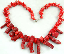 Load image into Gallery viewer, Red Coral Irregular Sweater Necklace