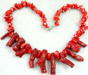 Red Coral Irregular Sweater Necklace