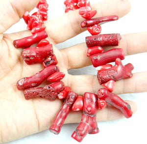 Red Coral Irregular Sweater Necklace