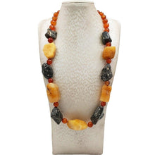 Load image into Gallery viewer, Banana &amp; Chocolate Yellow Jade &amp; Turritella Agate Necklace