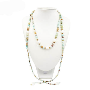 Pebble Beach Amazonite & Pearl Open Wrap Necklace