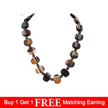 Load image into Gallery viewer, Toffee &amp; Chocolate Banded Brown Onyx Necklace