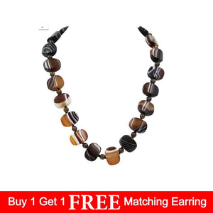 Toffee & Chocolate Banded Brown Onyx Necklace