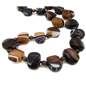 Toffee & Chocolate Banded Brown Onyx Necklace
