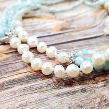 Load image into Gallery viewer, Blue Larimar Pearl String Necklace Sterling Silver