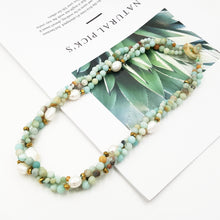 Load image into Gallery viewer, Pebble Beach Amazonite &amp; Pearl 3 Row Necklace