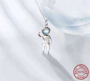 Labradorite Astronaut Pendant Necklace Sterling Silver