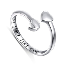 Load image into Gallery viewer, My Story Isn&#39;t Over Yet Semicolon Sterling Silver Wrap Ring (Suicide Depression Awareness)