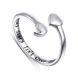 My Story Isn't Over Yet Semicolon Sterling Silver Wrap Ring (Suicide Depression Awareness)
