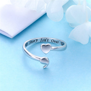 My Story Isn't Over Yet Semicolon Sterling Silver Wrap Ring (Suicide Depression Awareness)