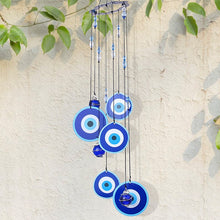 Load image into Gallery viewer, Blue Turkish Evil Eye Suncatcher Chimes