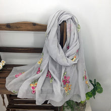 Load image into Gallery viewer, Large Floral Embroidered Sheer Summer Scarves