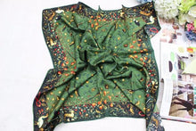 Load image into Gallery viewer, Green Floral &amp; Bird Menagerie Silk Scarf