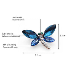 Load image into Gallery viewer, Little Blue Dragonfly Crystal Brooch